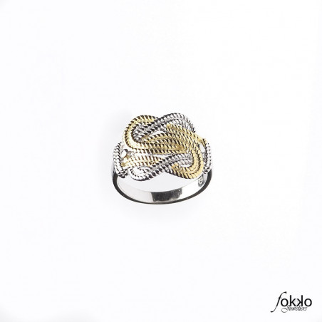 Surinaamse mattenklopper ring zilver/goud