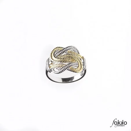 Surinaamse mattenklopper ring zilver/goud