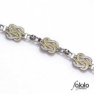 Zilveren met gouden mattenklopper ketting | Fokko Design 2