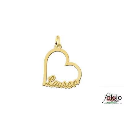 Gouden naamhart | Gouden hart hanger met naam | 14k hanger