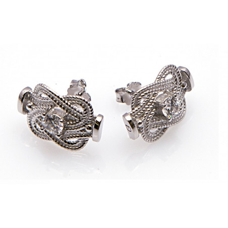 Zilveren mattenklopper oorbellen met Swarovski kristal