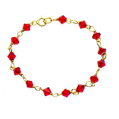 Gouden kinderarmband rode kralen | Surinaamse kralen armband | Surinaamse baby