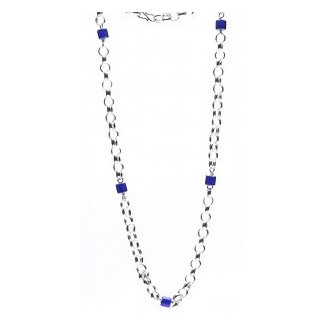Lontai ketting met blauwe ingi boka | Surinaamse ketting met blauwe kralen