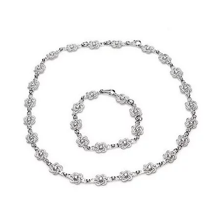 Zilveren mattenklopper sieradenset Swarovski