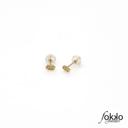 Mattenklopper oorbellen goud baby | Surinaams gouden babysieraden